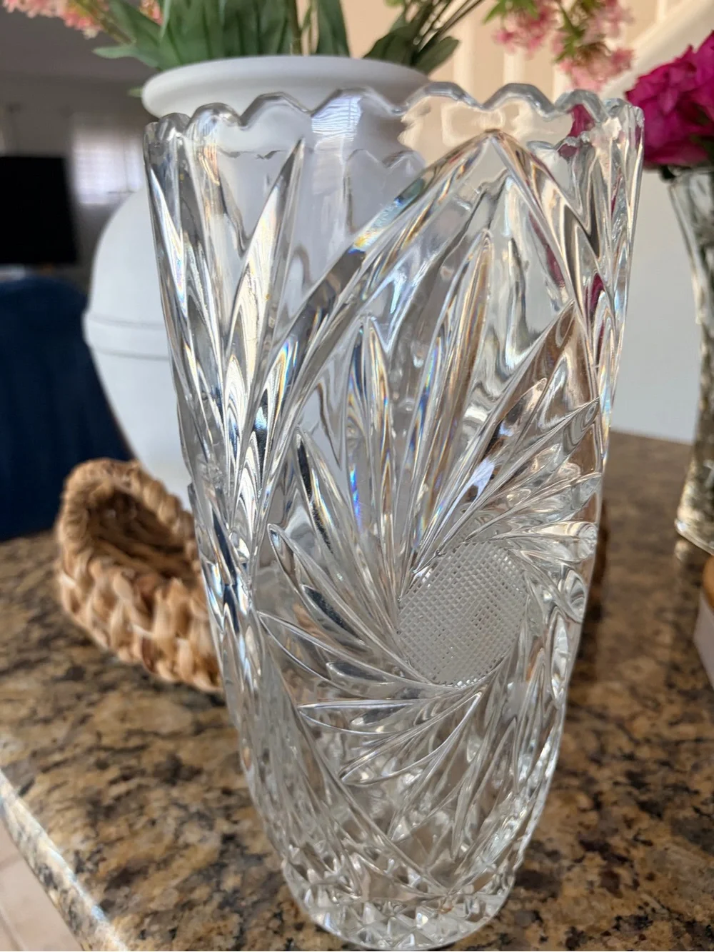 Clear Cut Lead Crystal Decorative Vase - Clear